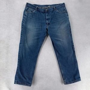 KEY Fleece Lined Carpenter Work Blue‎ Jeans Warm Blue Denim Mens 44 X 32